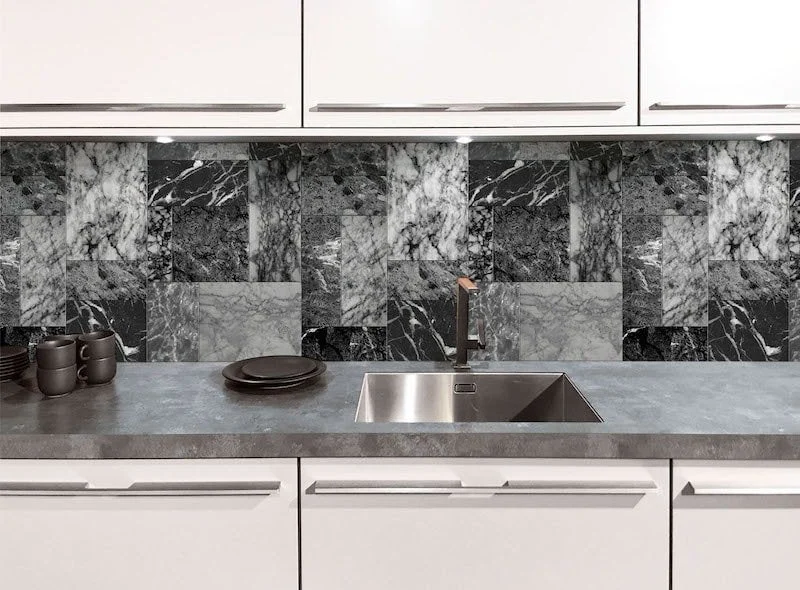 Zwarte marmeren tegeldesign spatwand DW7346 voor keuken