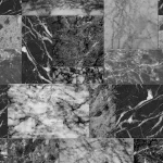 Motif en patchwork de dalles de marbre noires et grises