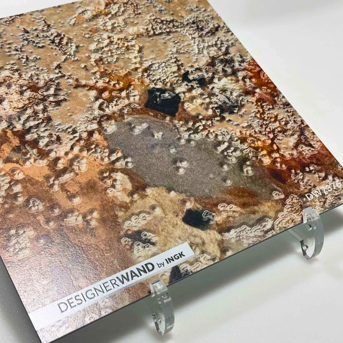 Sample of DW7376 backsplash with weathered stucco, mosaic fragments and terracotta tile pieces
