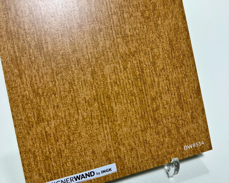 Muster der warmen ockerfarbenen Texture Ocre Küchenrückwand mit Leinenmotiv.
