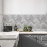 Küchenrückwand Fischgrät-Fliese Grau