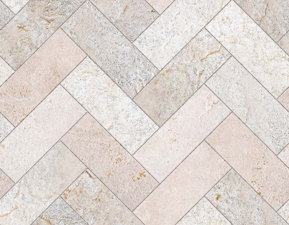Fischgrät Fliese Beige - Küchenrückwand Muster DW8531