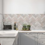 Kitchen splashback Herringbone Tile Beige