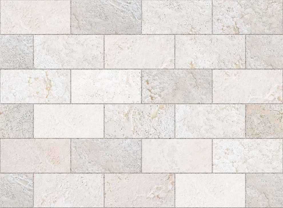 Crédence style pierre calcaire sable DW8540 avec carreaux crème et beige aspect pierre naturelle