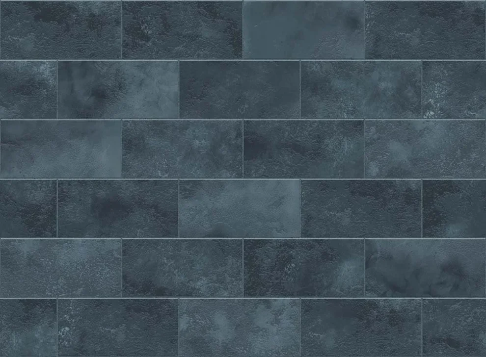 Crédence carreau métro gris-bleu pétrole DW8545 avec effet émaillé patiné aux tons bleu-gris feutrés