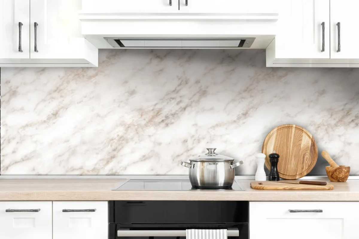 Witte marmer spatwand DW8607 voor keuken achterwand