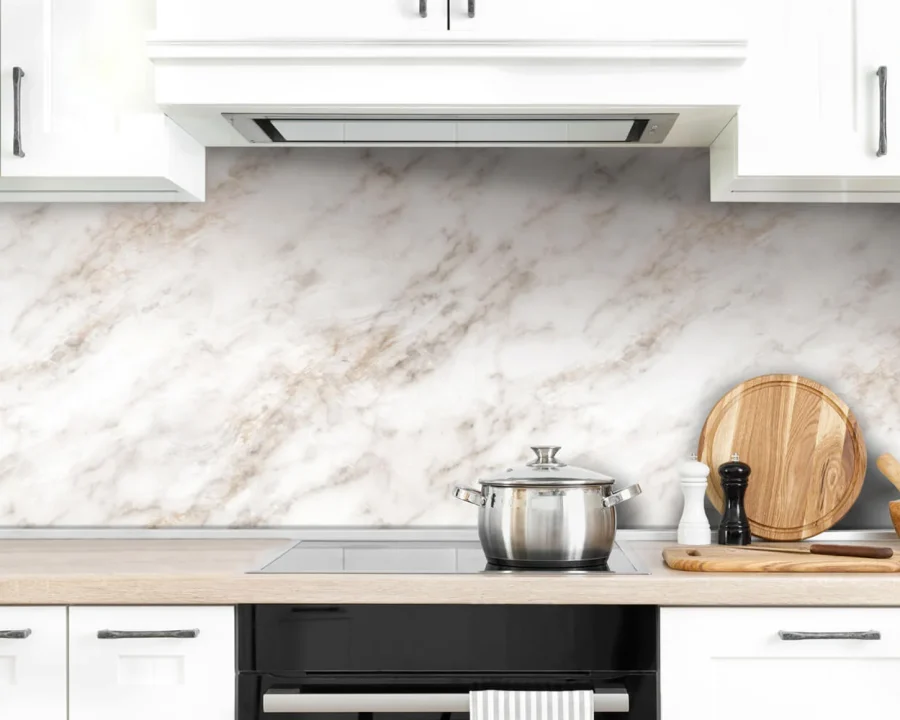 Witte marmer spatwand DW8607 voor keuken achterwand