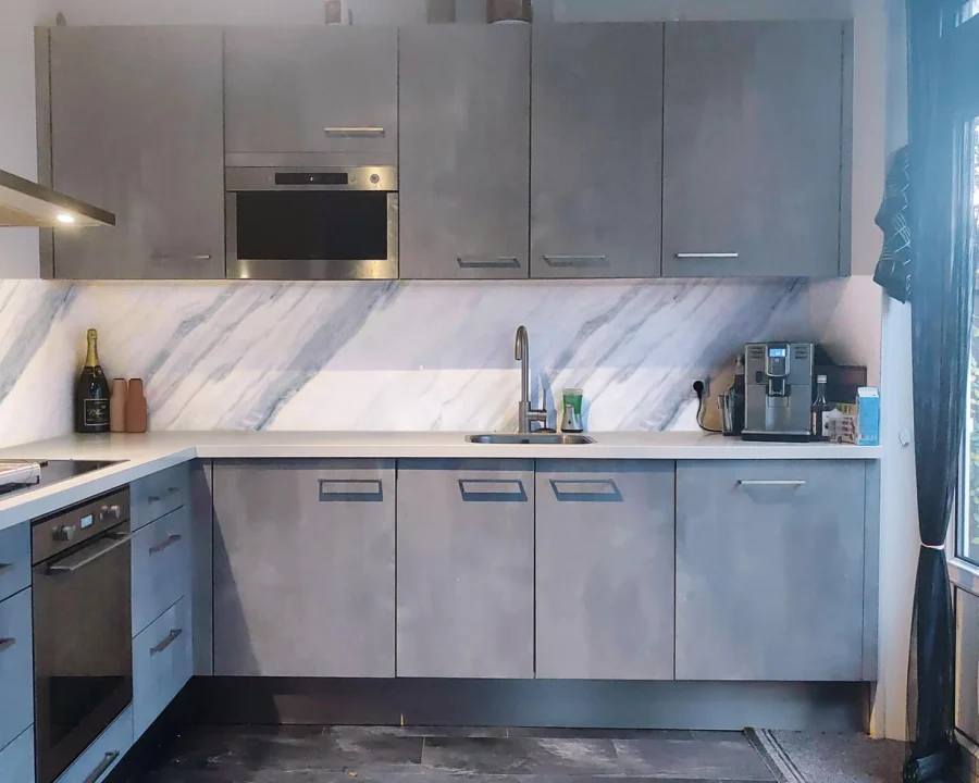 Weiß-blaue Marmor-Küchenrückwand DW8622 für die Küche