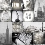 Motif Ny Walk à plat, une grille de photos de New York en noir et blanc