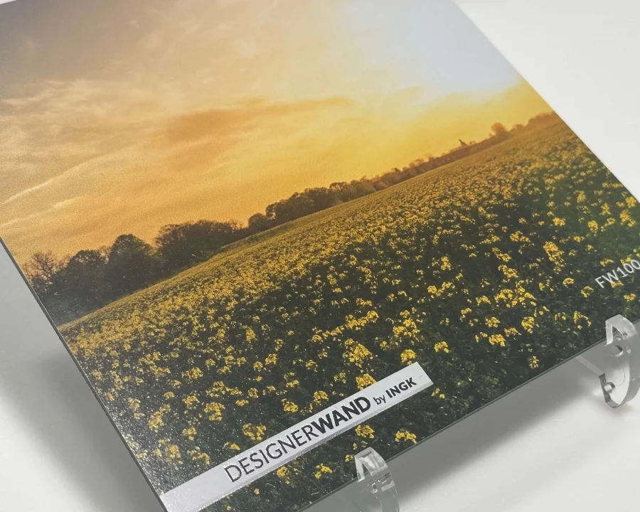 Muster Sunset Küchenrückwand FW1004 mit goldenem Sonnenuntergang über Rapsfeld