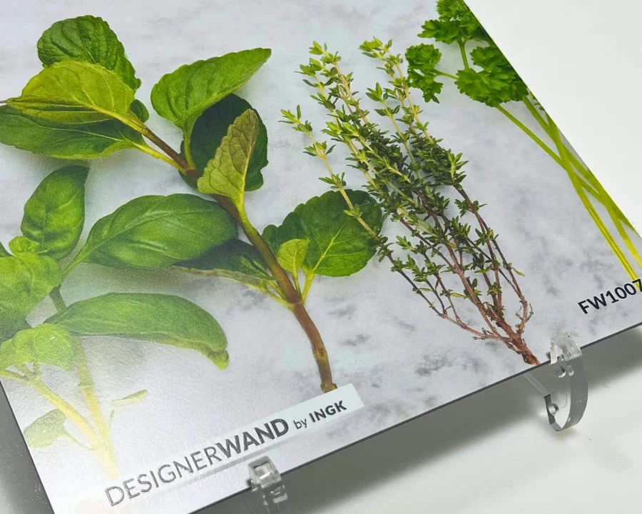 Sample Herbs with Concrete backsplash FW1007 with fresh herbs on concrete look