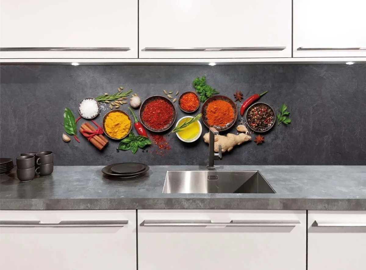 Kitchen splashback - Herb pots