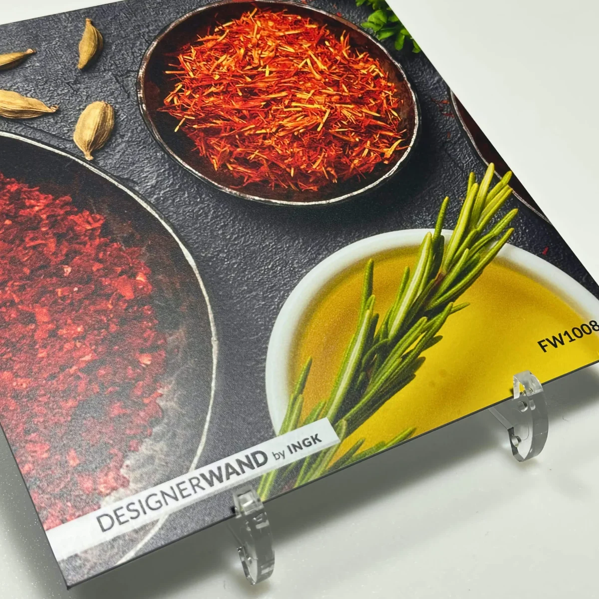 Sample Herb Pots backsplash FW1008 with colourful spices on dark background