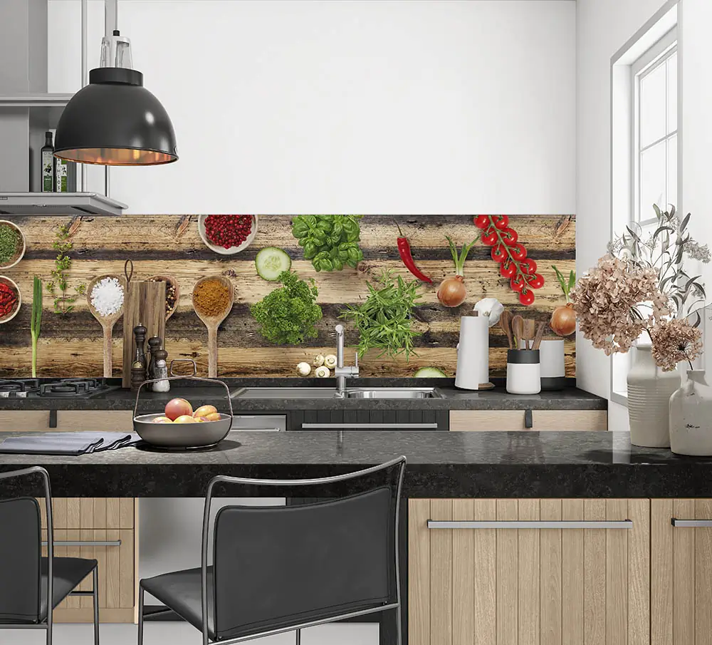 Houten keuken achterwand met kruiden - DW4412