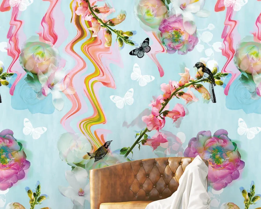 Floral Glitch - Colour Choc Behang