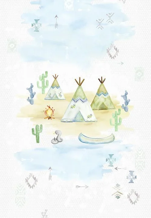 Kinderbehang Tipi Time Green