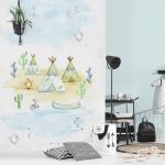 Kinderbehang Tipi Time Green