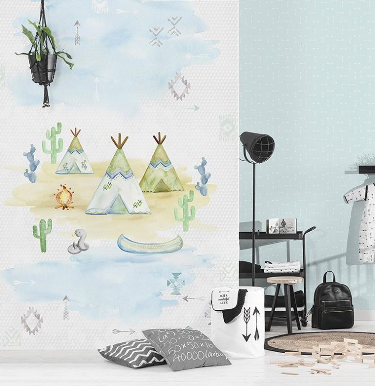 Papier peint enfant Tipi Time Green