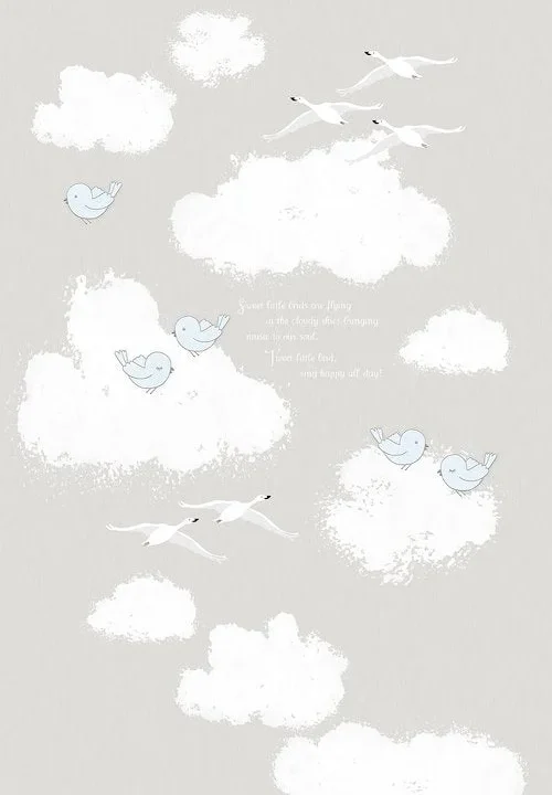 Kinderbehang Sweet Clouds Grijs