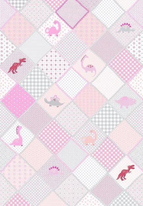 Kinderbehang Dino Love Roze