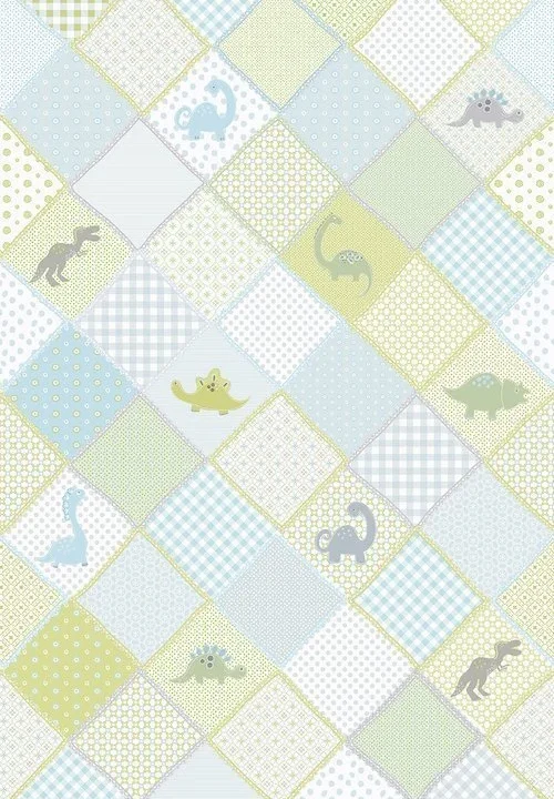 Kinderbehang Dino Love Blauw