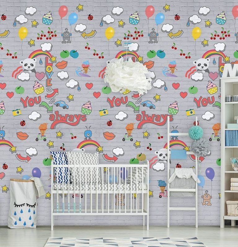 Kinderbehang Abby & Bryan - Graffiti baby Grey