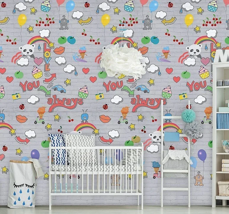 Kindertapete Abby & Bryan - Graffiti baby Grey