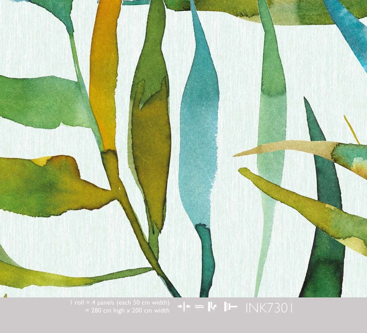 Behang Colorful - Big Leaves white (INK7301)