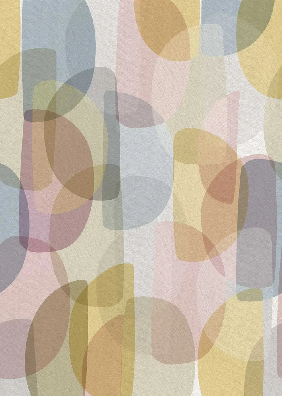 The design shown flat: transparent ovals in pastel yellow, pink and blue