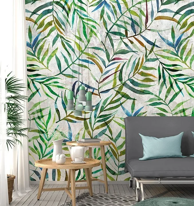 Behang Colorful - Big Leaves Wall (INK7309)