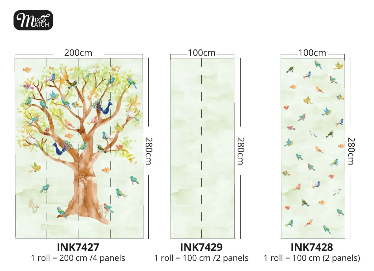Kate & Andy Tapete - Birds In Tree (Green)
