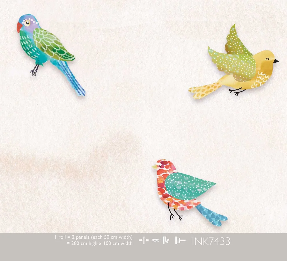 Kate & Andy Papier peint - Fun Birds (sand)