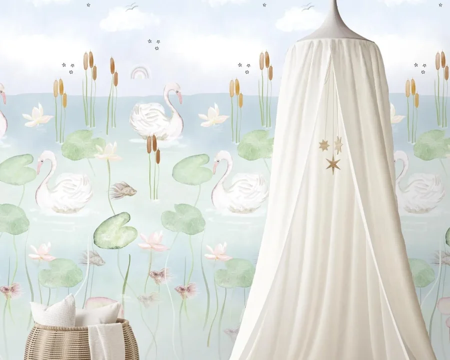 Kate & Andy Behang - Swan Pond (bleu)
