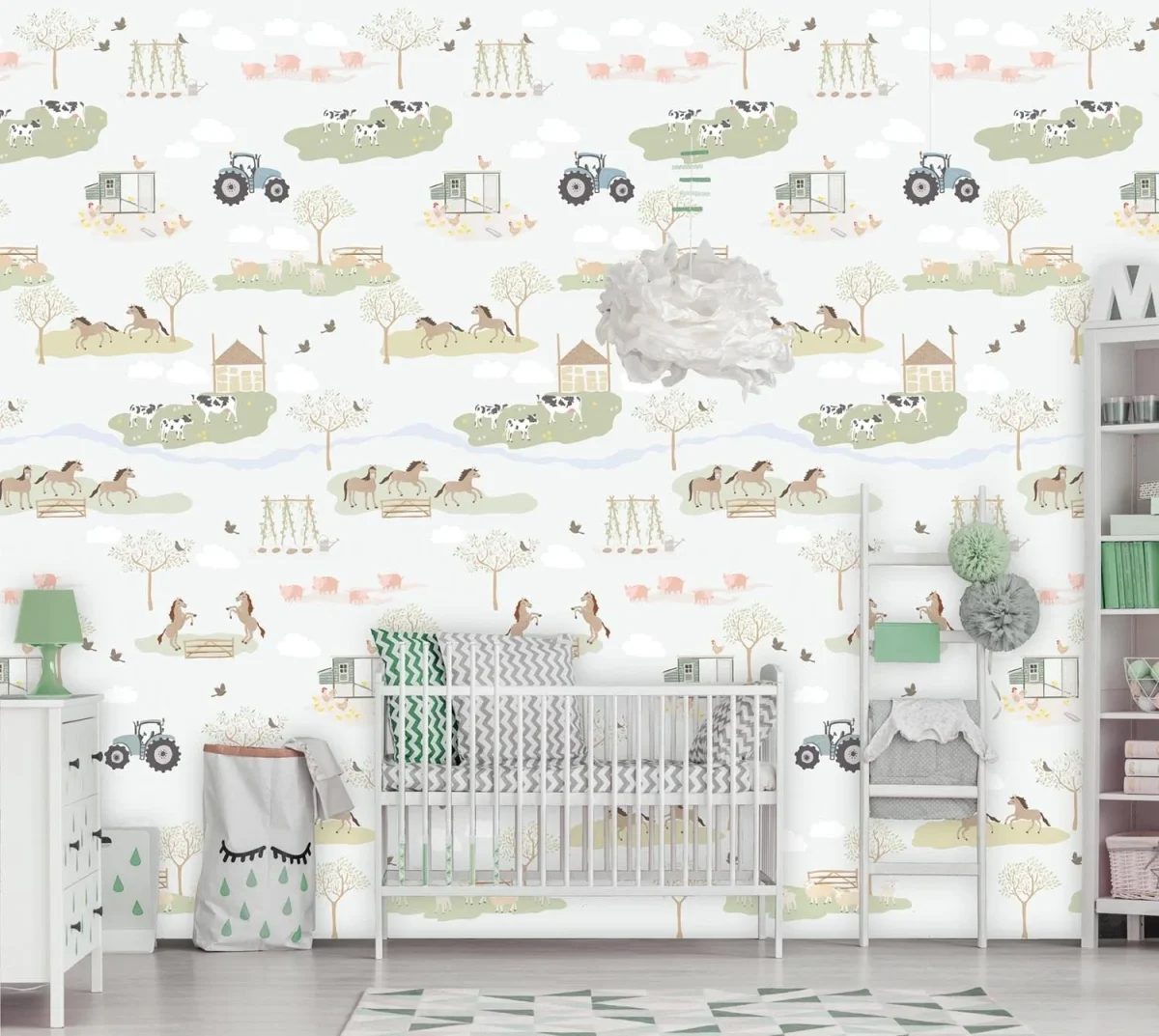 Kate & Andy Papier peint - On The Farm (off-white)