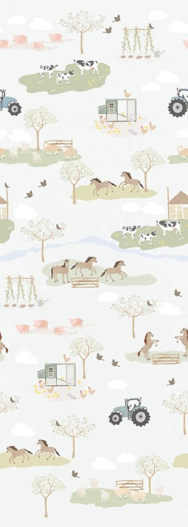 Kate & Andy Papier peint - On The Farm (off-white)