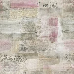 Le Marais design shown flat, weathered plaster panels with pink and olive accents