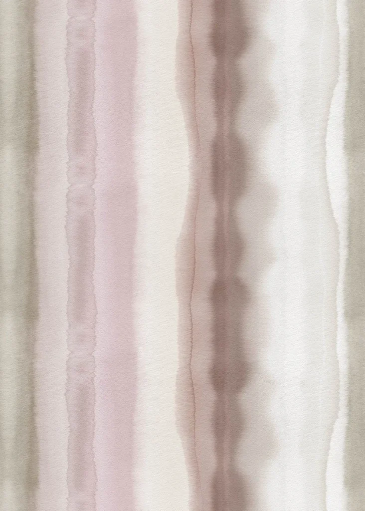 Motif Fontainebleau à plat, bandes aquarelle verticales rose ancien et crème