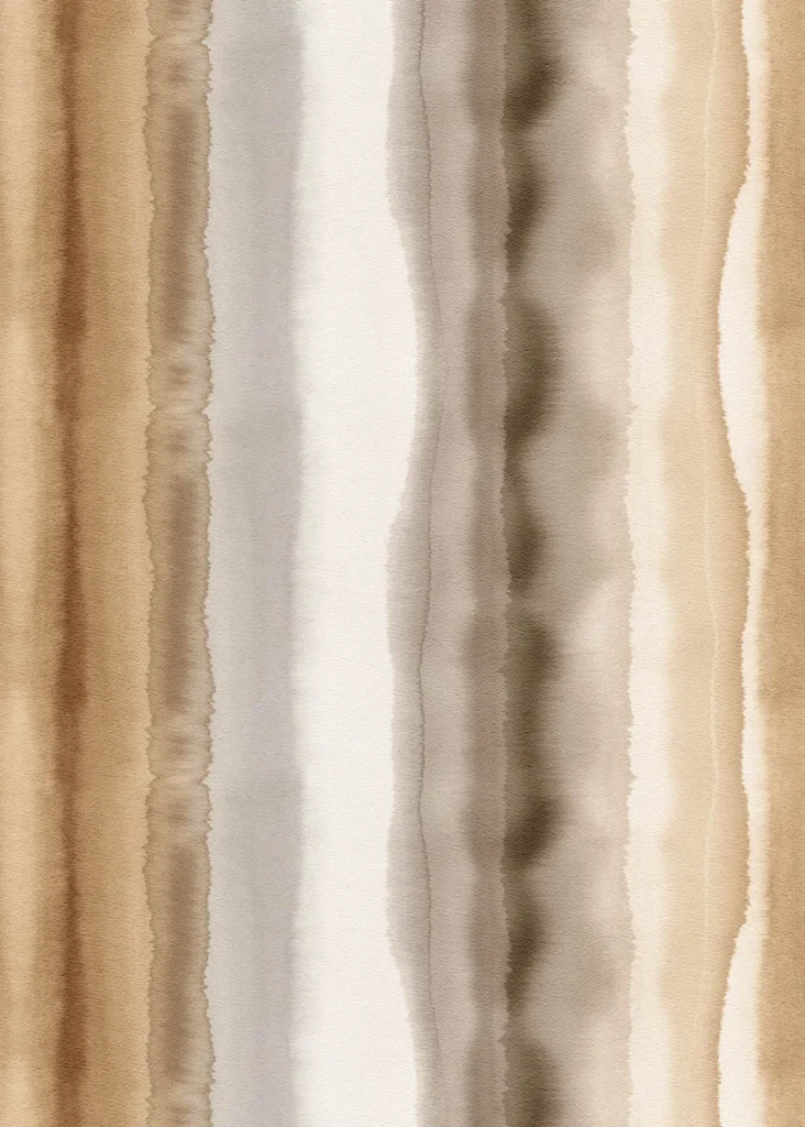Motif Fontainebleau à plat, rayures verticales crème, beige et brun aux transitions douces