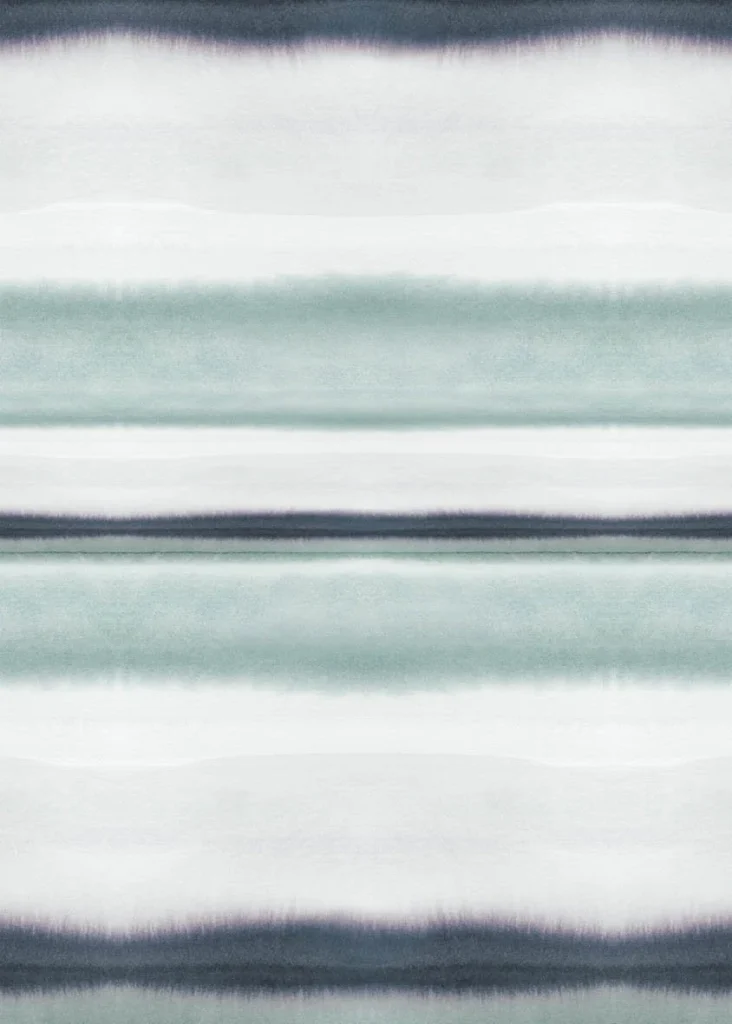 Motif Long Island à plat, bandes aquarelle horizontales vert d'eau, bleu marine et crème