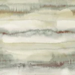 Muster Guerande flach, Aquarellbahnen in Olivgrün, Creme und Rotbraun