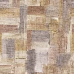 Das Muster flach dargestellt: ein gewebtes Patchworkmuster in Beige, Ocker und Grau