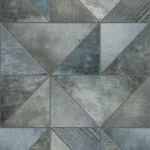 Esbjerg design shown flat, triangles in blue grey and steel in a pinwheel pattern