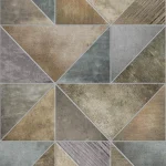 Muster Esbjerg flach, Dreiecke in Grau, Taupe und Hellblau im Windmühlenmuster