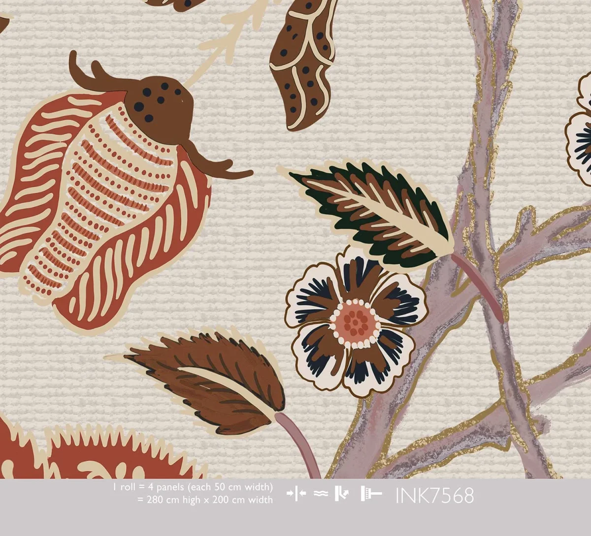 Floral Utopia Behang - Pomegranate Sand