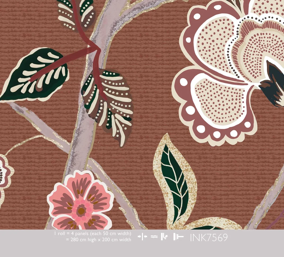 Floral Utopia Behang - Pomegranate Butterscotch