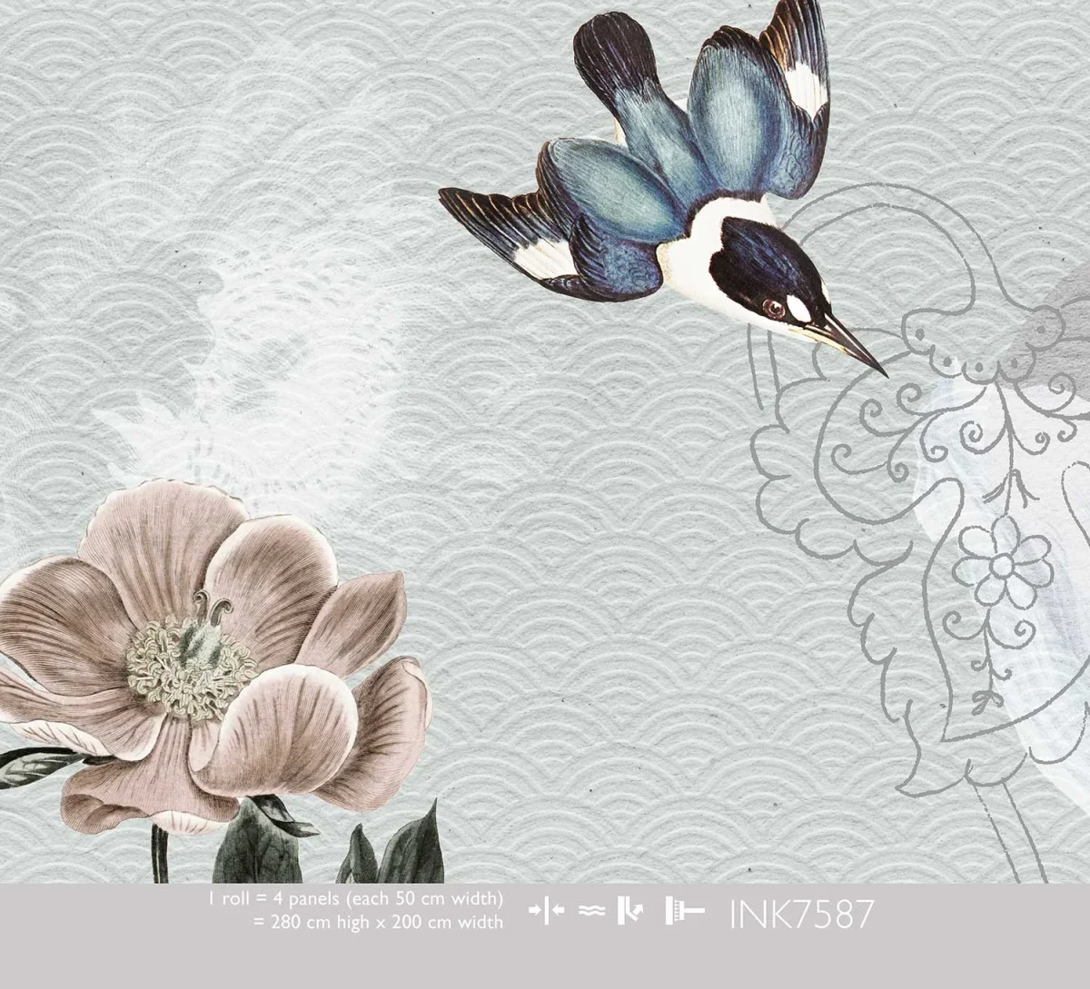 Floral Utopia Papier peint - Dutch Meadows Blue