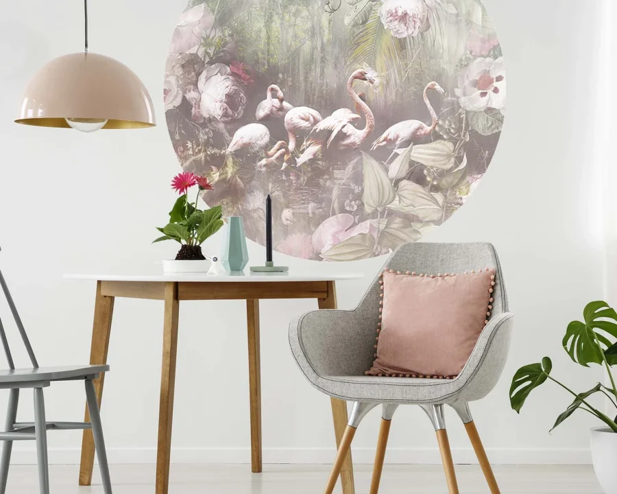 Floral Utopia Behang - Flamingo Found Light