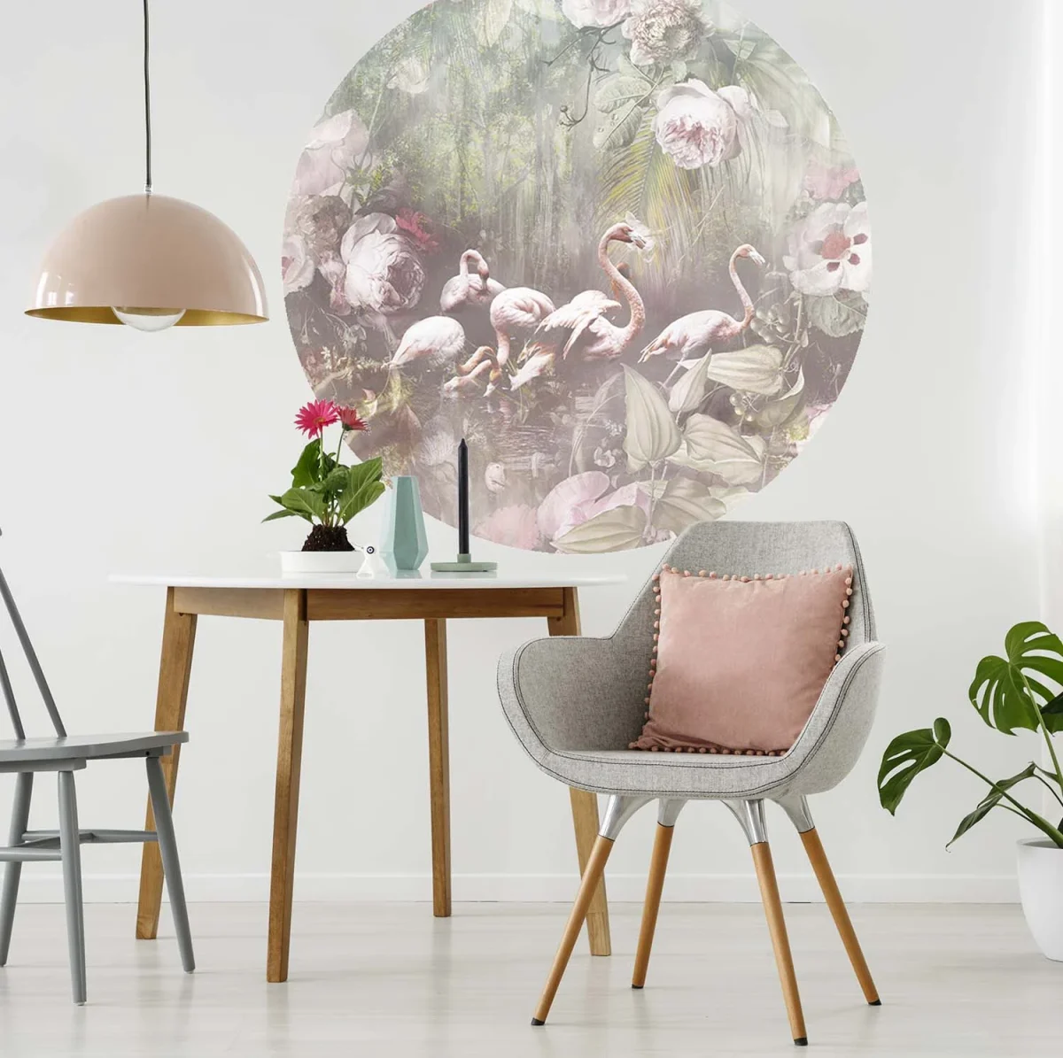 Floral Utopia Behang - Flamingo Found Light