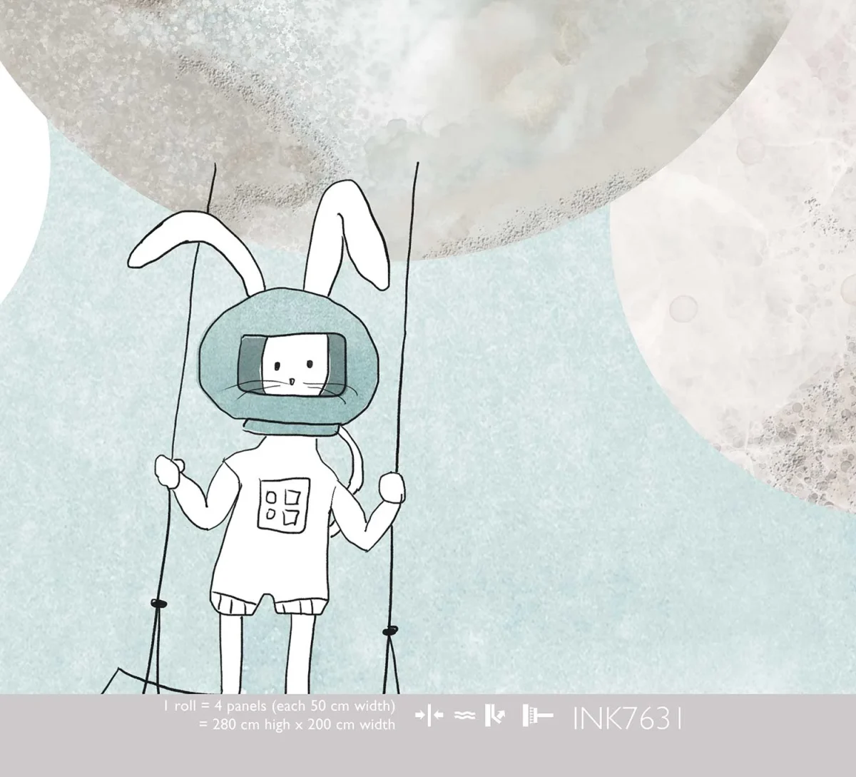 Papier peint enfant Too The Mooon, Blue