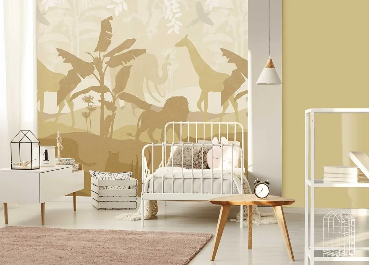 Papier peint enfant Quiet Jungle, Mustard